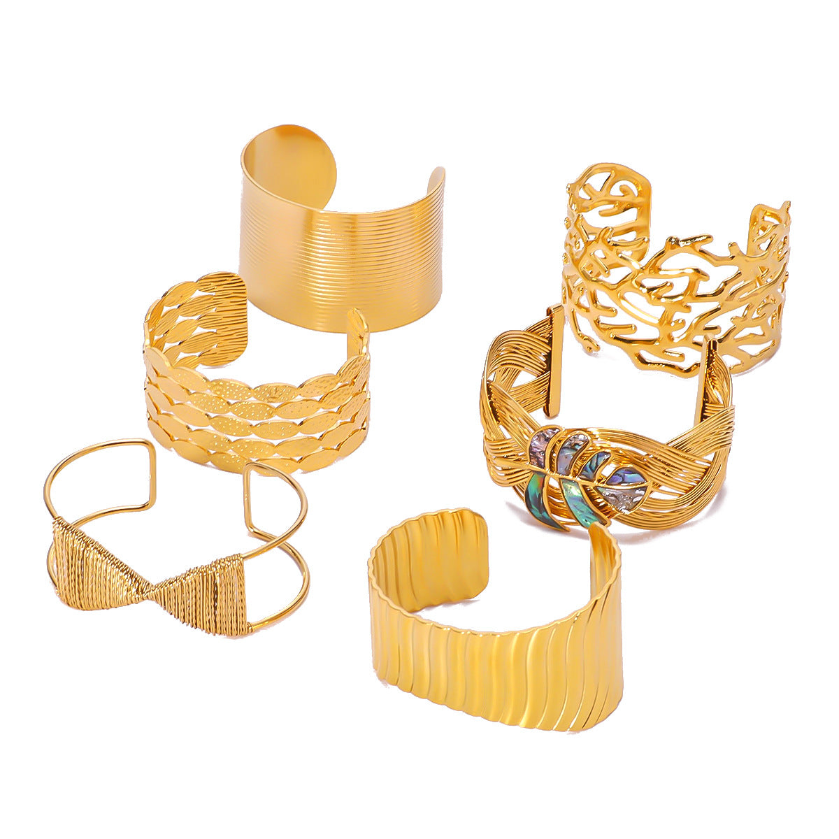 Ins Style Irregular Leaf-Shaped Stainless Steel Bracelet with 18K Gold Plating for Women