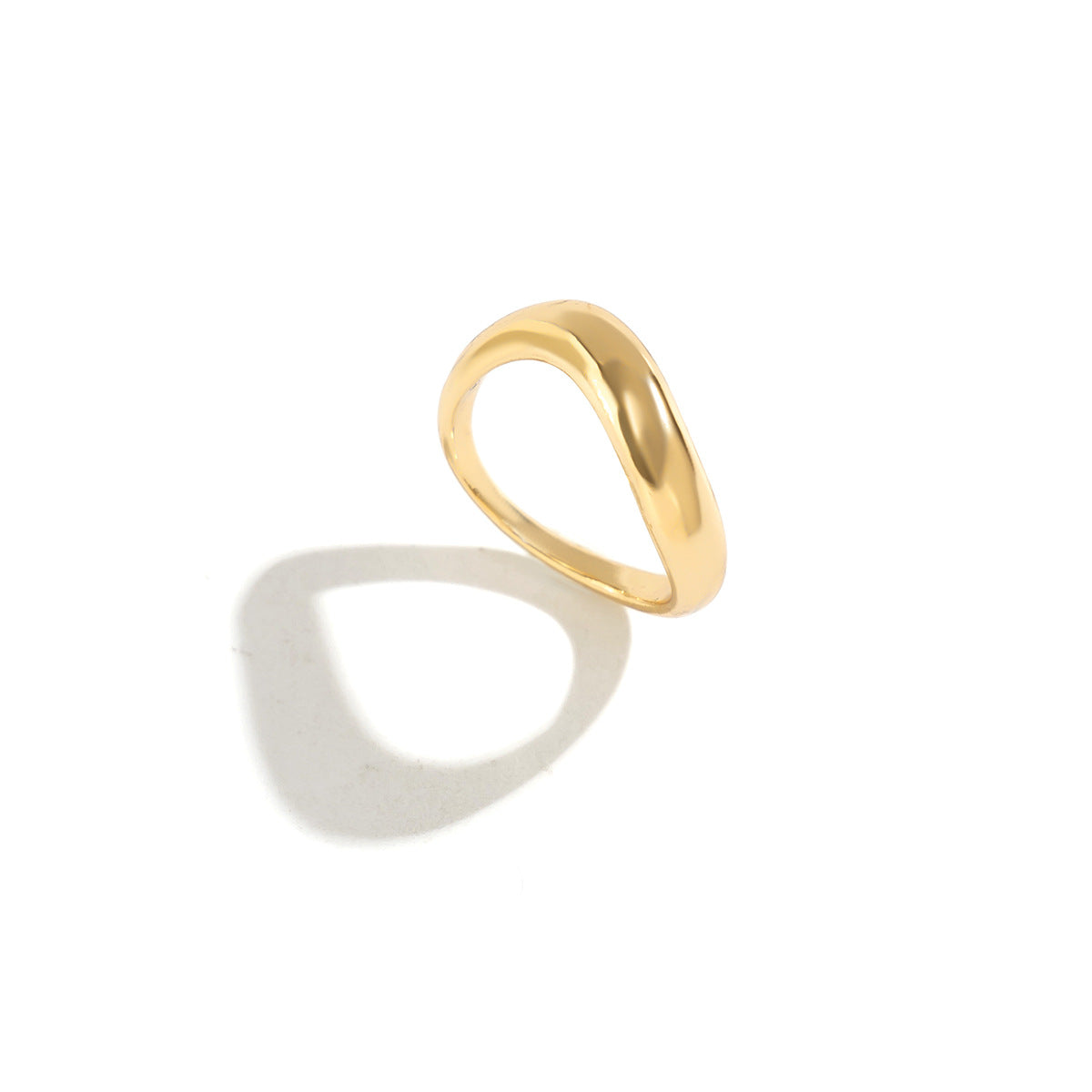 Anillo de aleación con forma de onda minimalista y geométrica para mujer, con acabado pulido y diseño de banda abierta