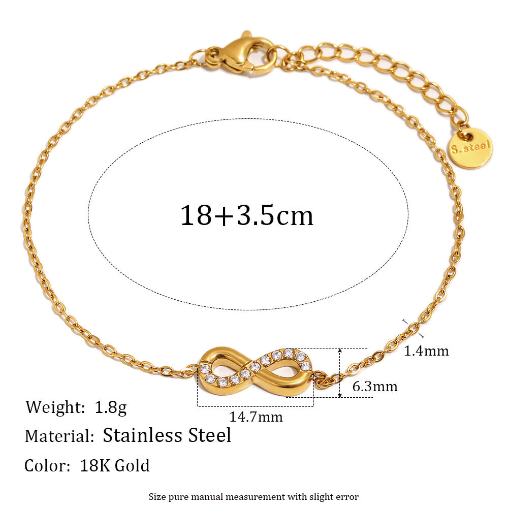 Minimalist Casual 18K Gold Plated Stainless Steel Geometric Letter Rhinestone Necklace for Women