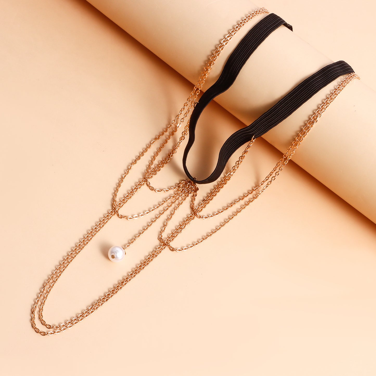 Casual Sexy Women's Elastic Anklet with Pearl-Like Fringe and Geometric Design Alloy Leg Chain for Beach or Vacation