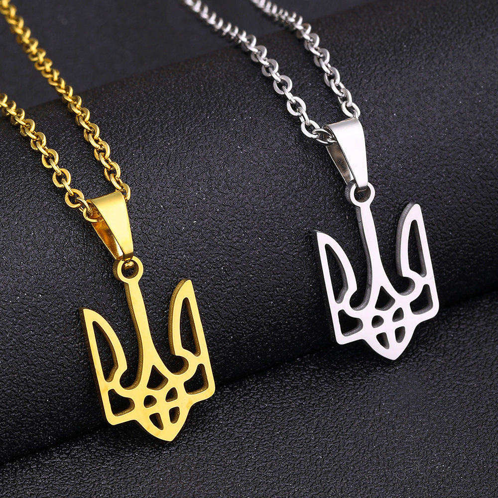 Collana con ciondolo geometrico etnico vintage da donna in acciaio inossidabile e titanio con finitura placcata, catena a O