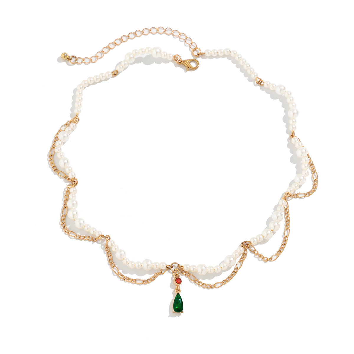 Minimalist Wave-Shaped Tassel Necklace with Alloy Chain and Rhinestone Pendant for Women