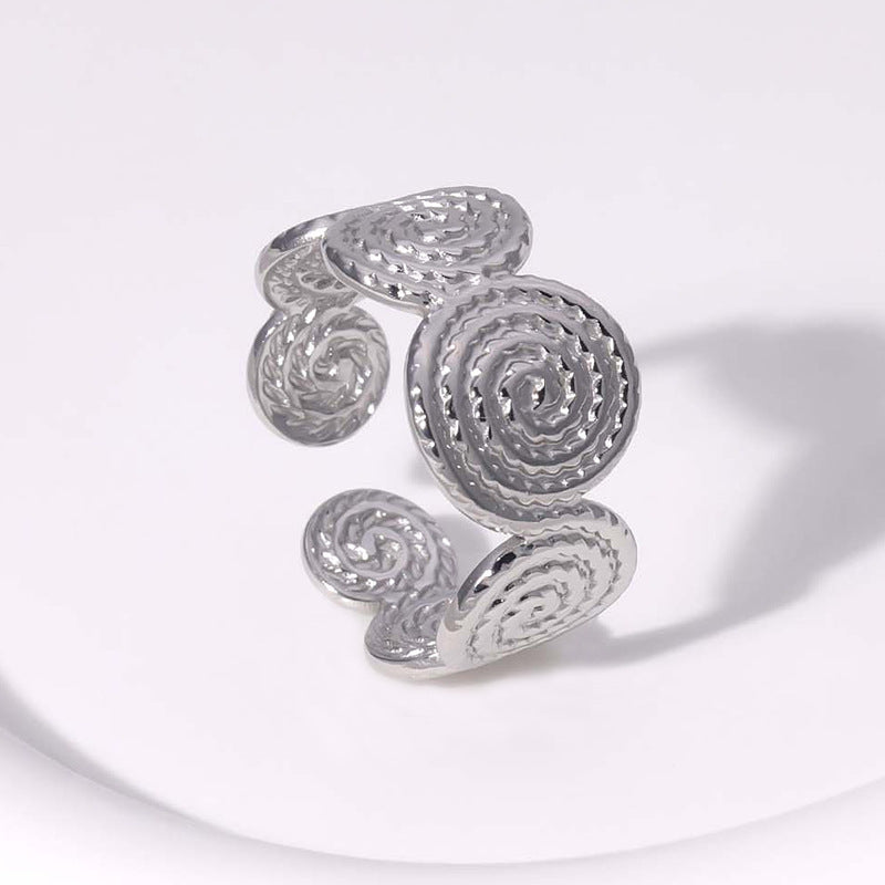 Vintage Geometric Open-Style Titanium Steel Ring for Women with Plated Finish, Non-Fading Stainless Steel Index Finger Band
