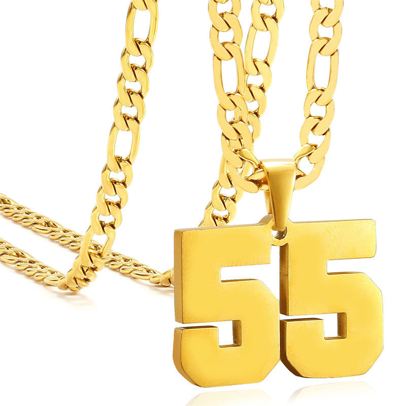 Minimalist Numeric Pendant Necklace for Men and Women Stainless Steel Chain with Polished Titanium Steel Charm