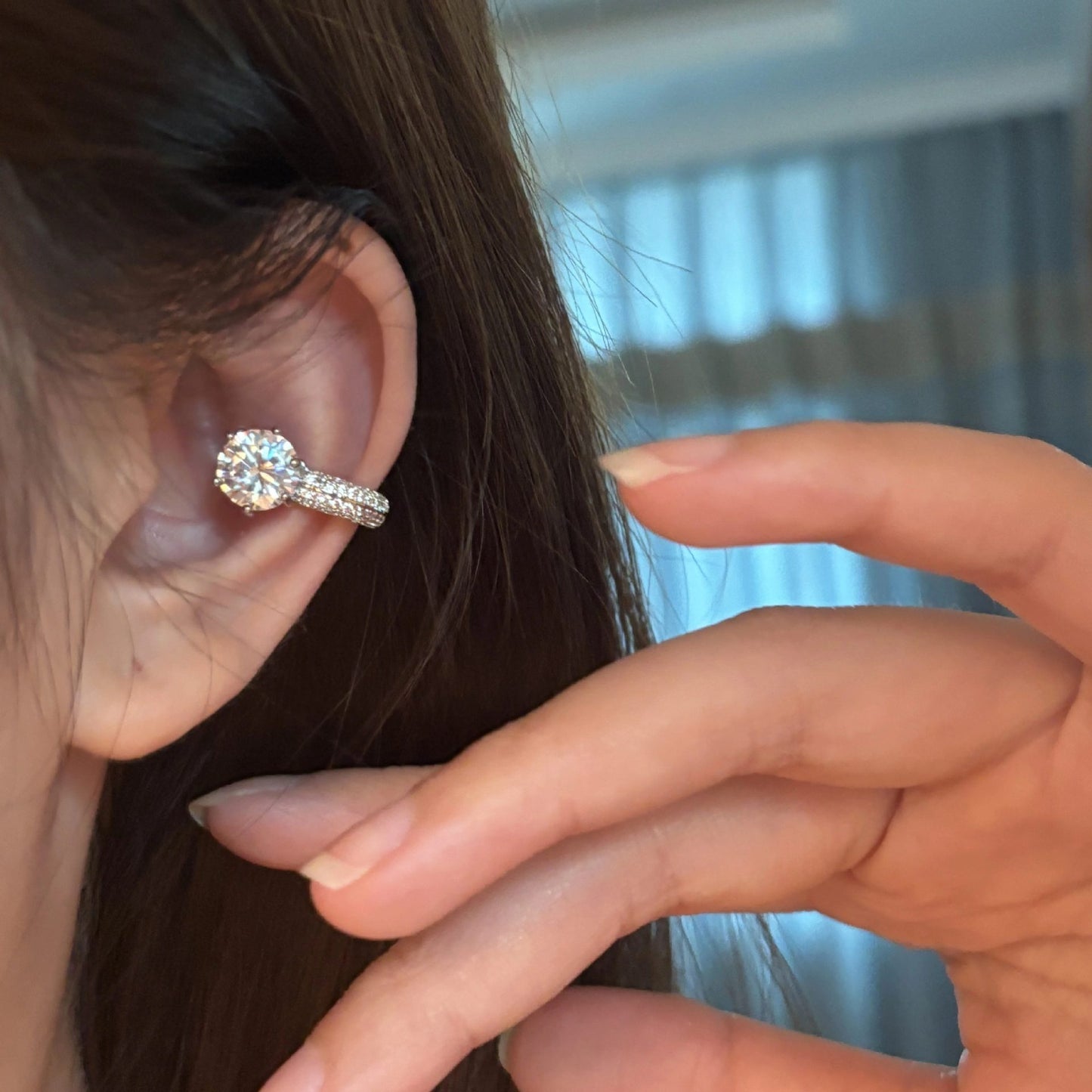 Pendientes de oreja minimalistas geométricos redondos de circonita para mujer, estilo lujoso y ligero, sin perforación