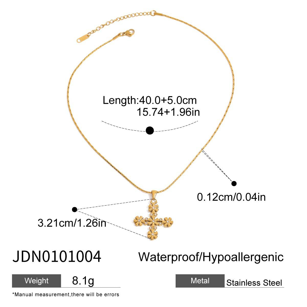 Minimalist Stainless Steel Cross Pendant Necklace Titanium Steel Plated Geometric Design for Women