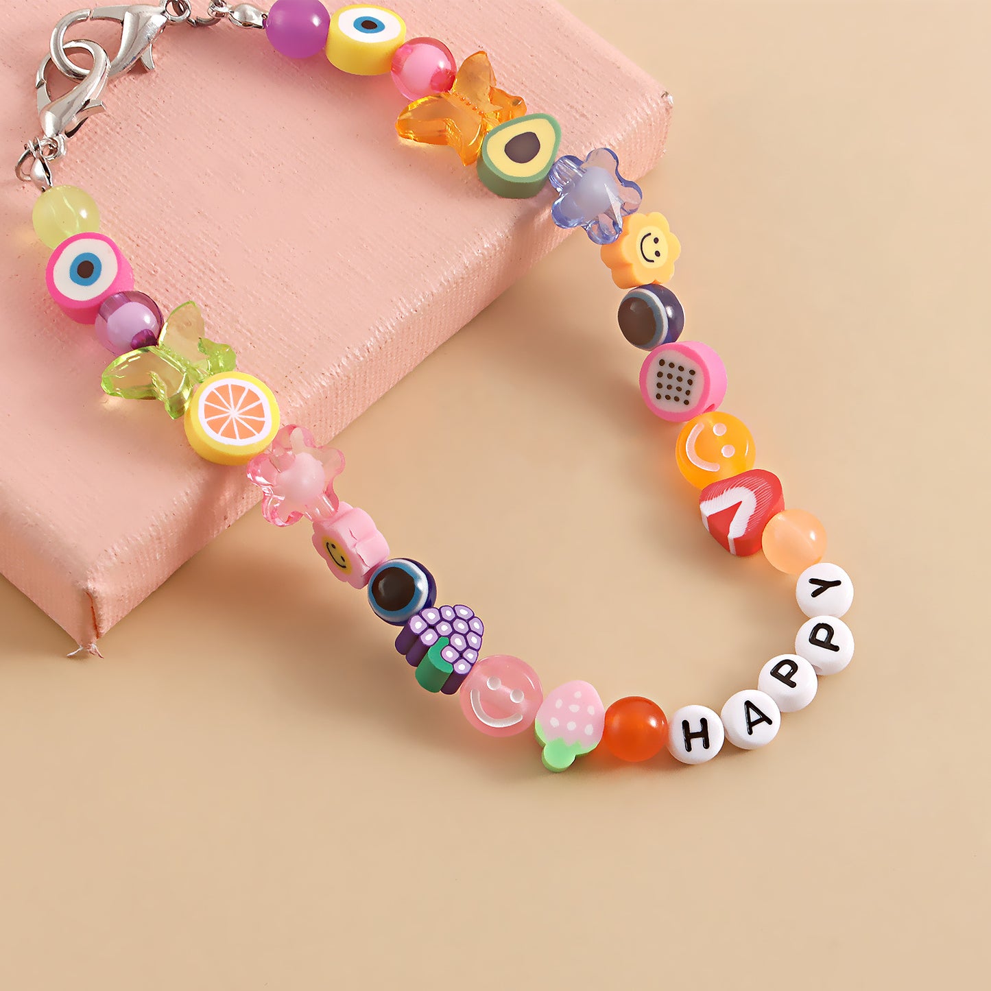 Bohemian Style Geometric HAPPY Letter Alloy Anklet for Women with Creative Design
