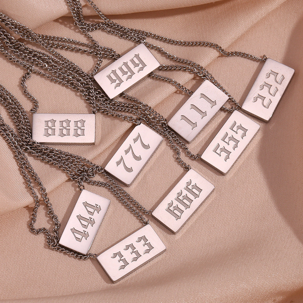 Minimalist Geometric Number Pendant Necklace for Women in Stainless Steel with Plated Finish