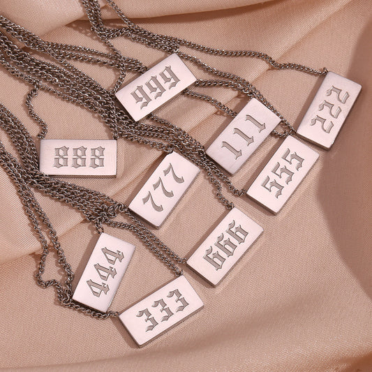 Minimalist Geometric Number Pendant Necklace for Women in Stainless Steel with Plated Finish
