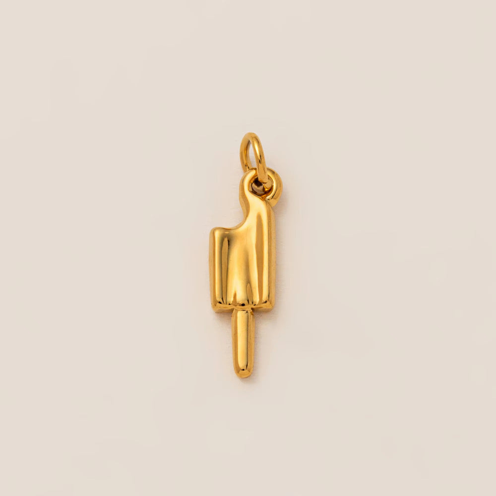 Vintage 18K Gold Plated Stainless Steel Geometric Floral Charm Bar