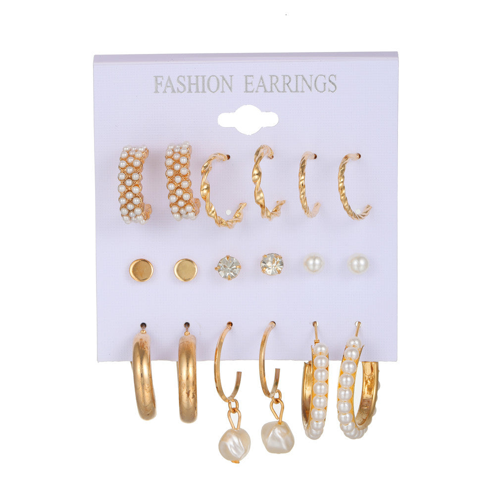 Minimalist Sweet Geometric Round Pearl Plated Stainless Steel Earrings