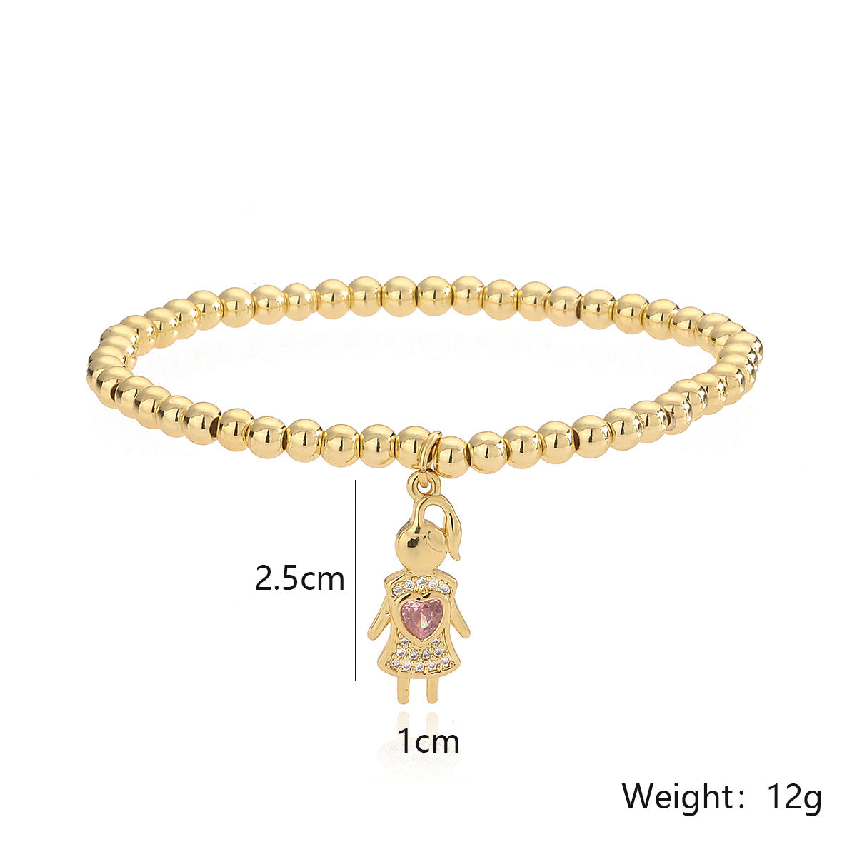 Minimalist Geometric Copper Plated Gold Zirconia Bracelet for Couples with Micro-Pave Setting