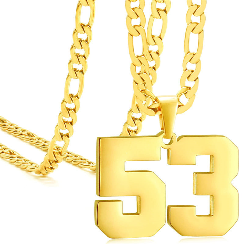 Minimalist Numeric Pendant Necklace for Men and Women Stainless Steel Chain with Polished Titanium Steel Charm