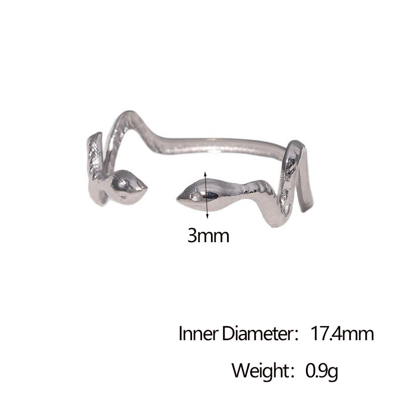 Anello Aperto a Serpente Minimalista alla Moda Placcato Oro 18K, Gioielli in Acciaio Inossidabile da Donna