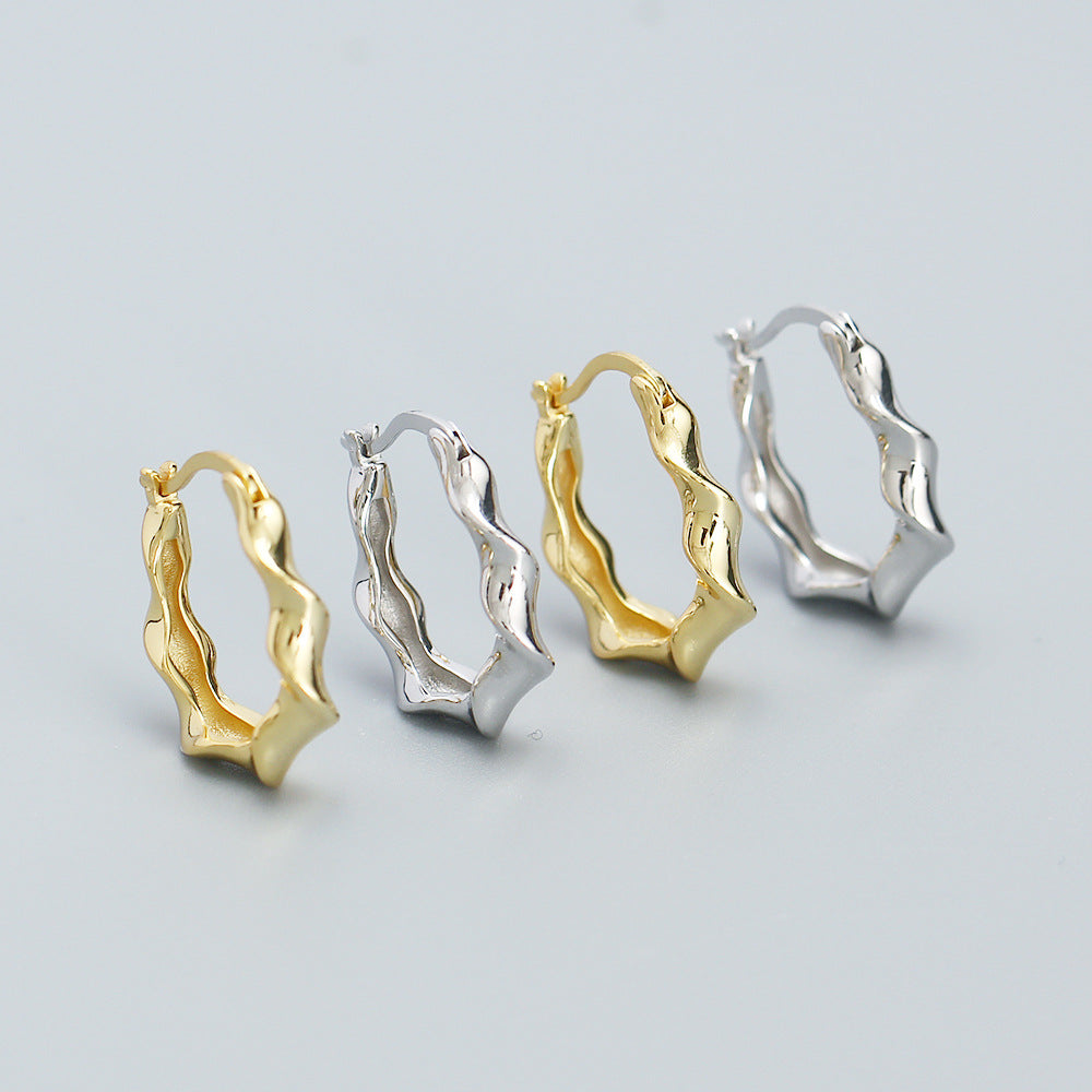 Orecchini a Cerchio Geometrici alla Moda da Donna in Argento Sterling 925 con Finitura Placcata