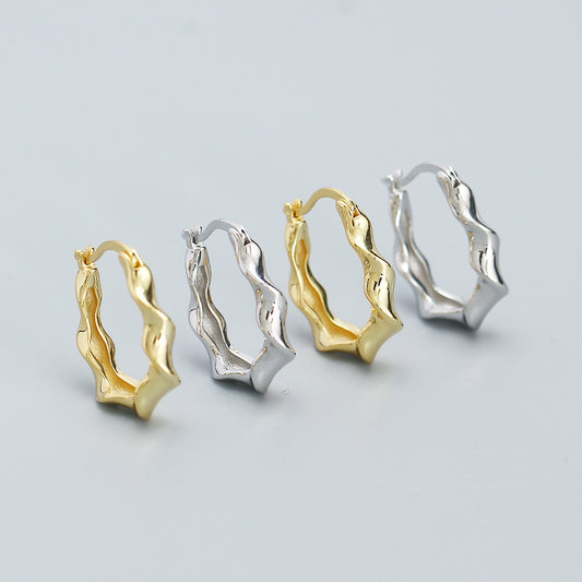 Orecchini a Cerchio Geometrici alla Moda da Donna in Argento Sterling 925 con Finitura Placcata