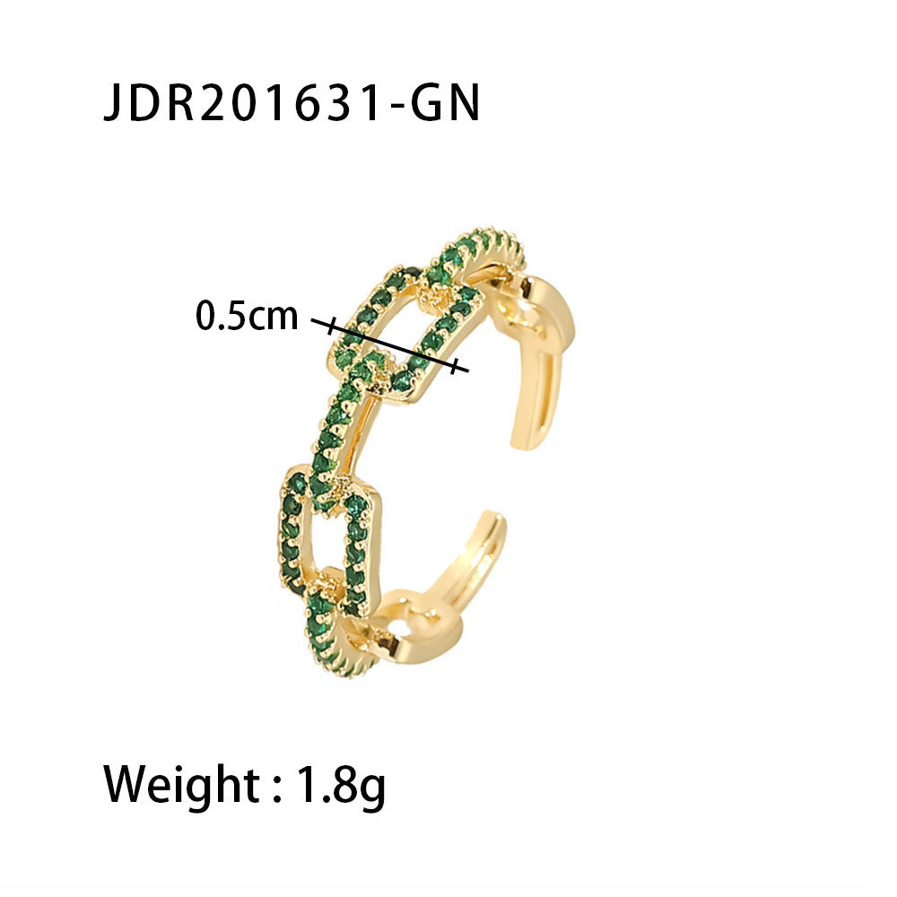 Heart Geometric Stainless Steel Plated Ring with Cubic Zirconia for Women