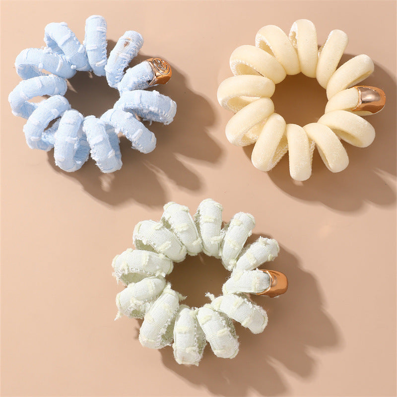 Cuerda de pelo minimalista con estampado de margaritas para niños con textura de punto y forma geométrica
