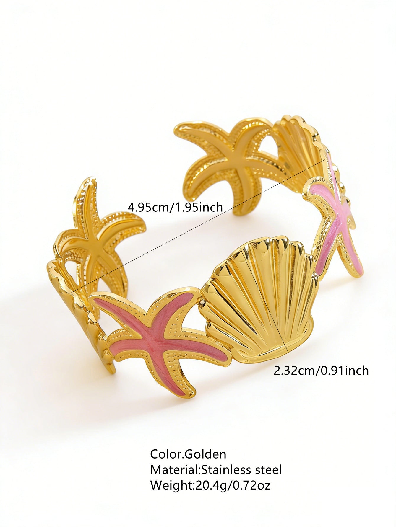 Elegante Pulsera Abierta de Lujo Floral con Esmalte de Aceite de Acero Inoxidable y Titanio con Cereza