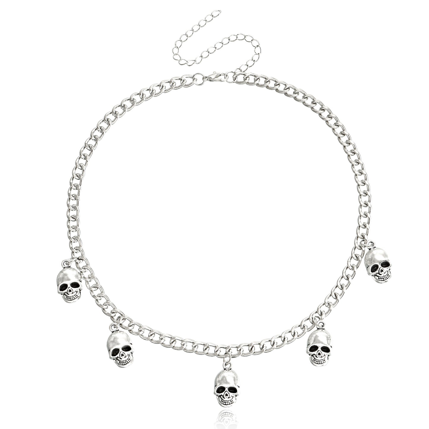 Punk Style Skull Pendant Necklace for Women with Geometric Shape Alloy Construction and Plated Finish Locket Chain