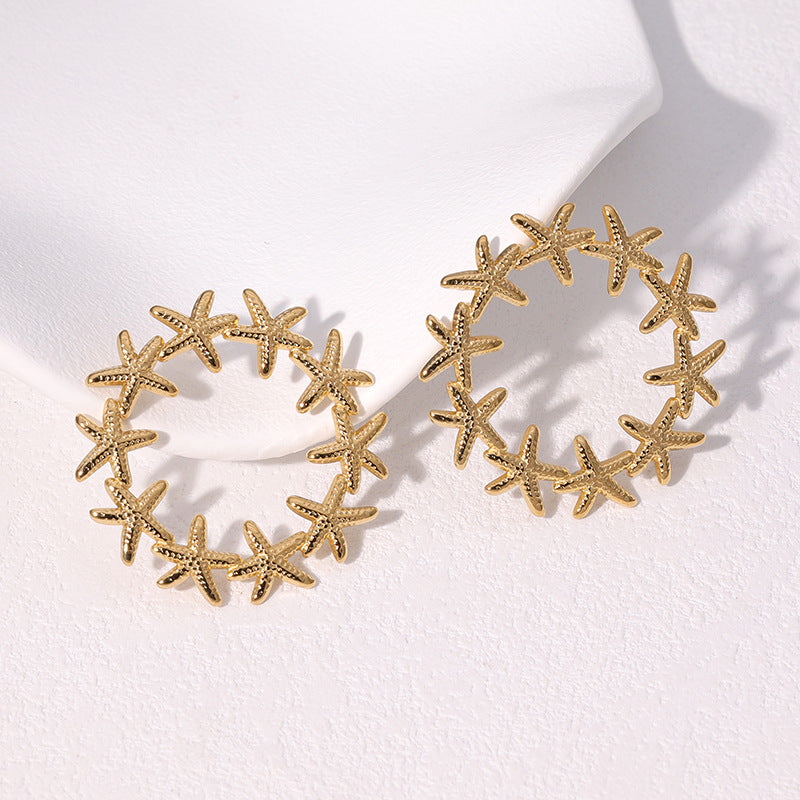 Minimalist Star-Shaped Titanium Steel Stud Earrings for Women with Electroplated Finish, Hypoallergenic and Fade-Resistant Fashion Jewelry