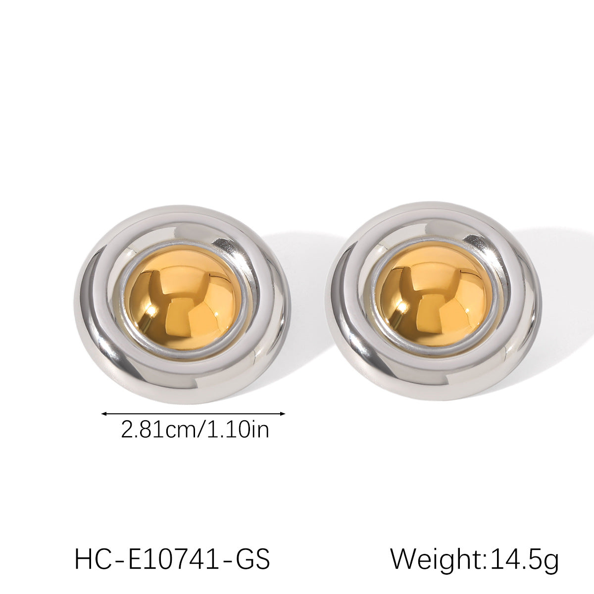 Minimalist 18K Gold Plated Stainless Steel Geometric Round Stud Earrings for Women
