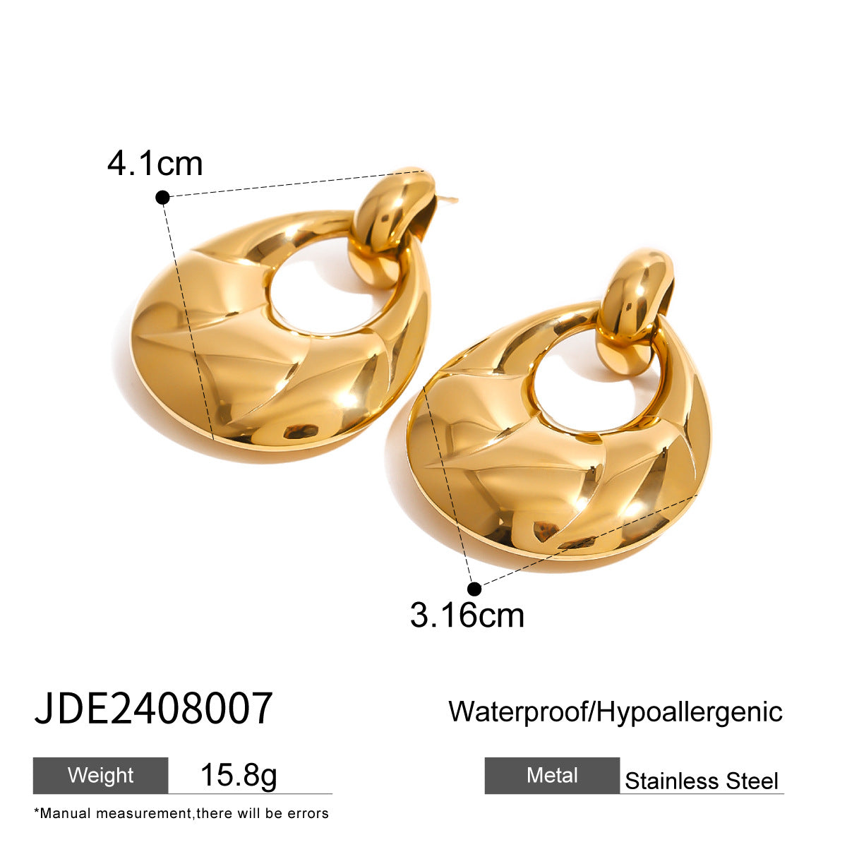 Geometric Round Plated Stainless Steel Earrings for Women