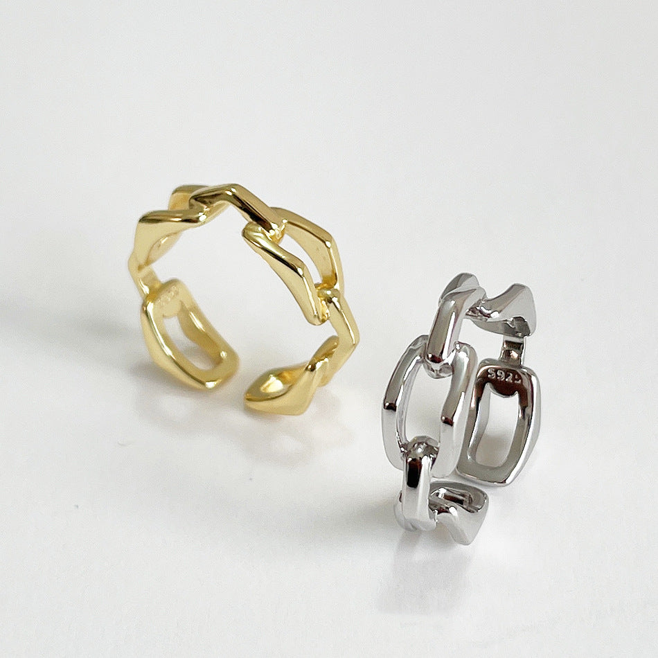 Minimalist Sweet 925 Sterling Silver Geometric Mobius Open Ring for Women