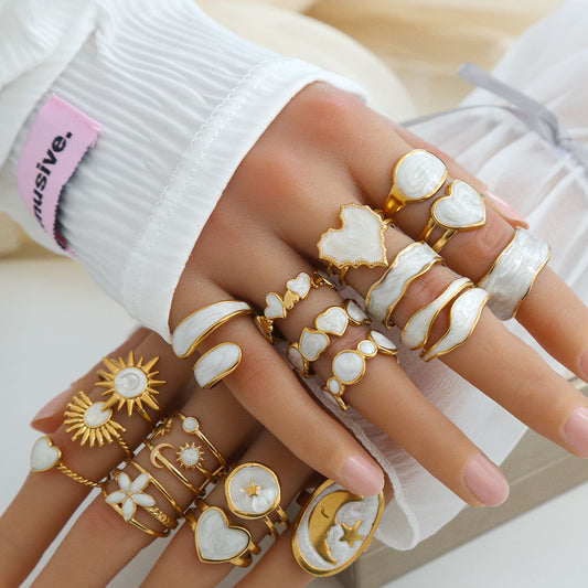 Anillo ajustable minimalista geométrico de acero inoxidable chapado para mujer con estética de lujo y estilo "Old Money"