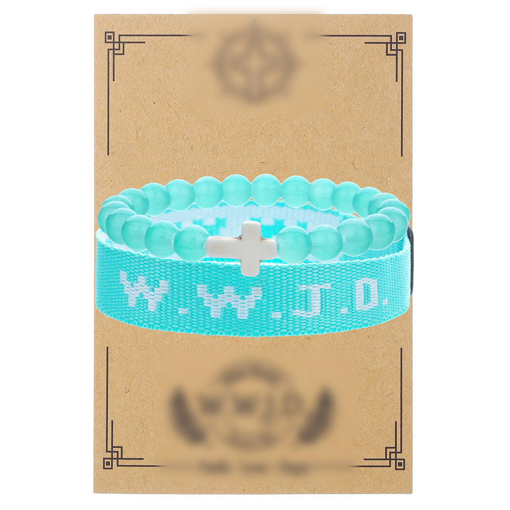 Unisex Geometric Cross Round Resin Bracelet