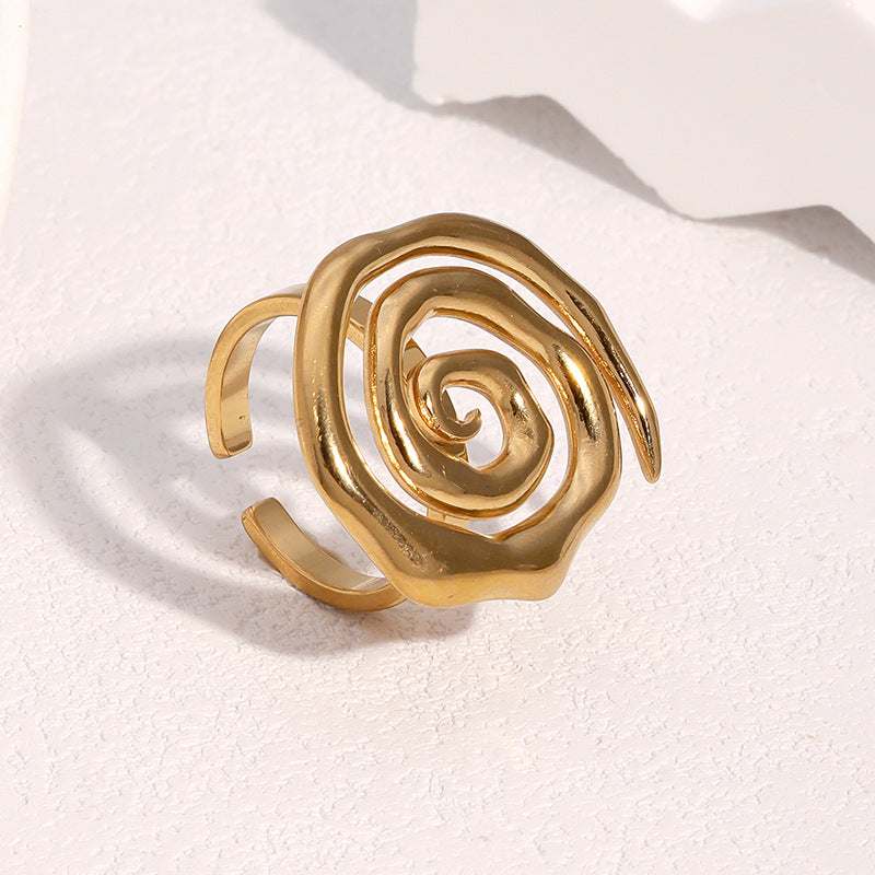 Minimalist Geometric Open Ring 18K Gold Plated Stainless Steel Women's Jewelry