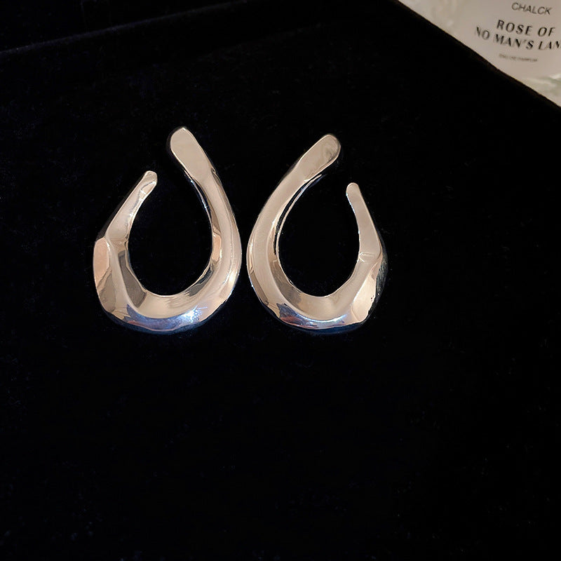 Orecchini a Nappa Geometrici Minimalisti in Metallo Placcato con Perni in Argento Sterling