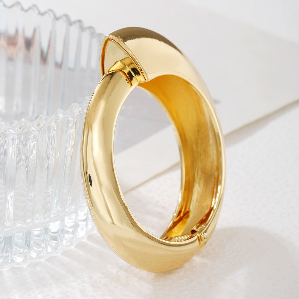Geometric Round Plated Alloy Asymmetrical Cuff Bracelet