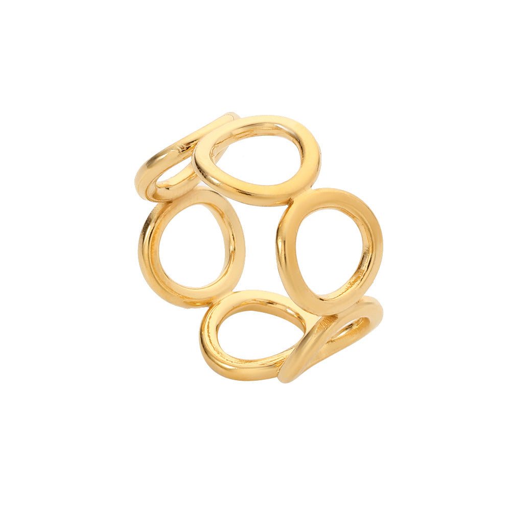 Geometric Plated Stainless Steel Ring Unisex