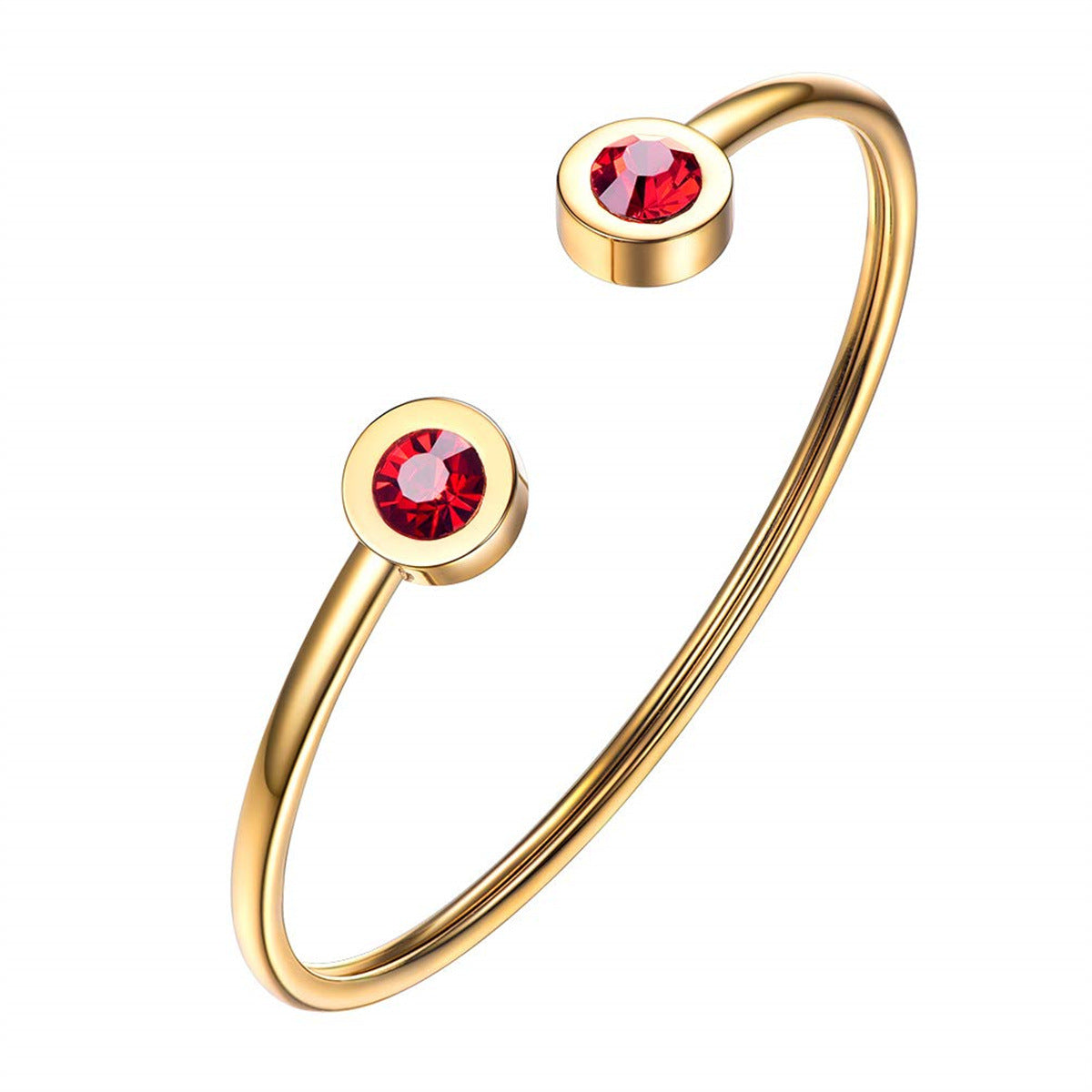 Pulsera minimalista geométrica de acero inoxidable con piedra de nacimiento de diciembre para mujer