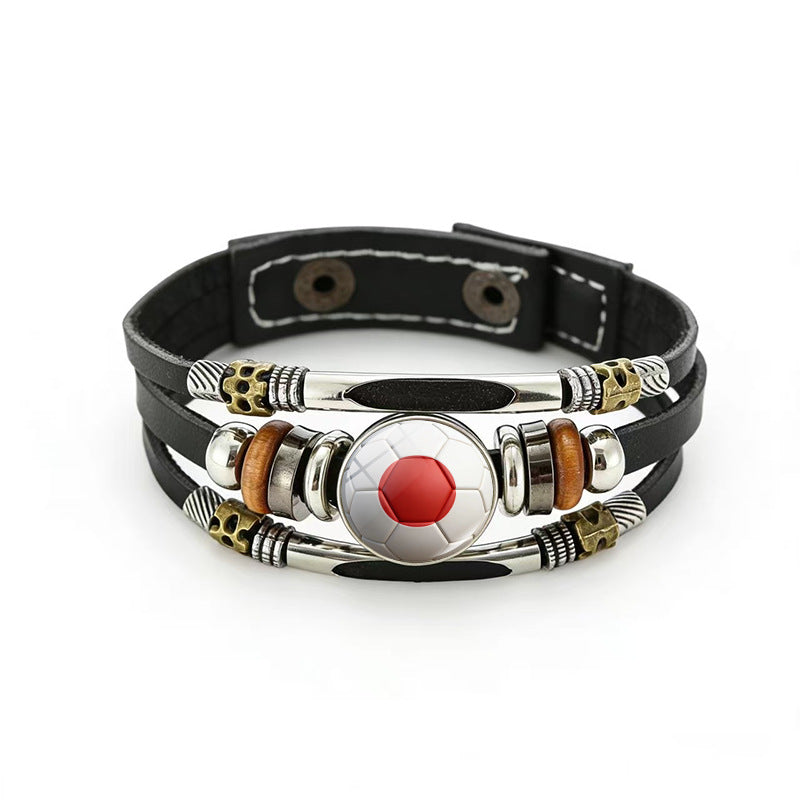 Bracciale unisex vintage in pelle placcata con forme geometriche, multistrato, intrecciato