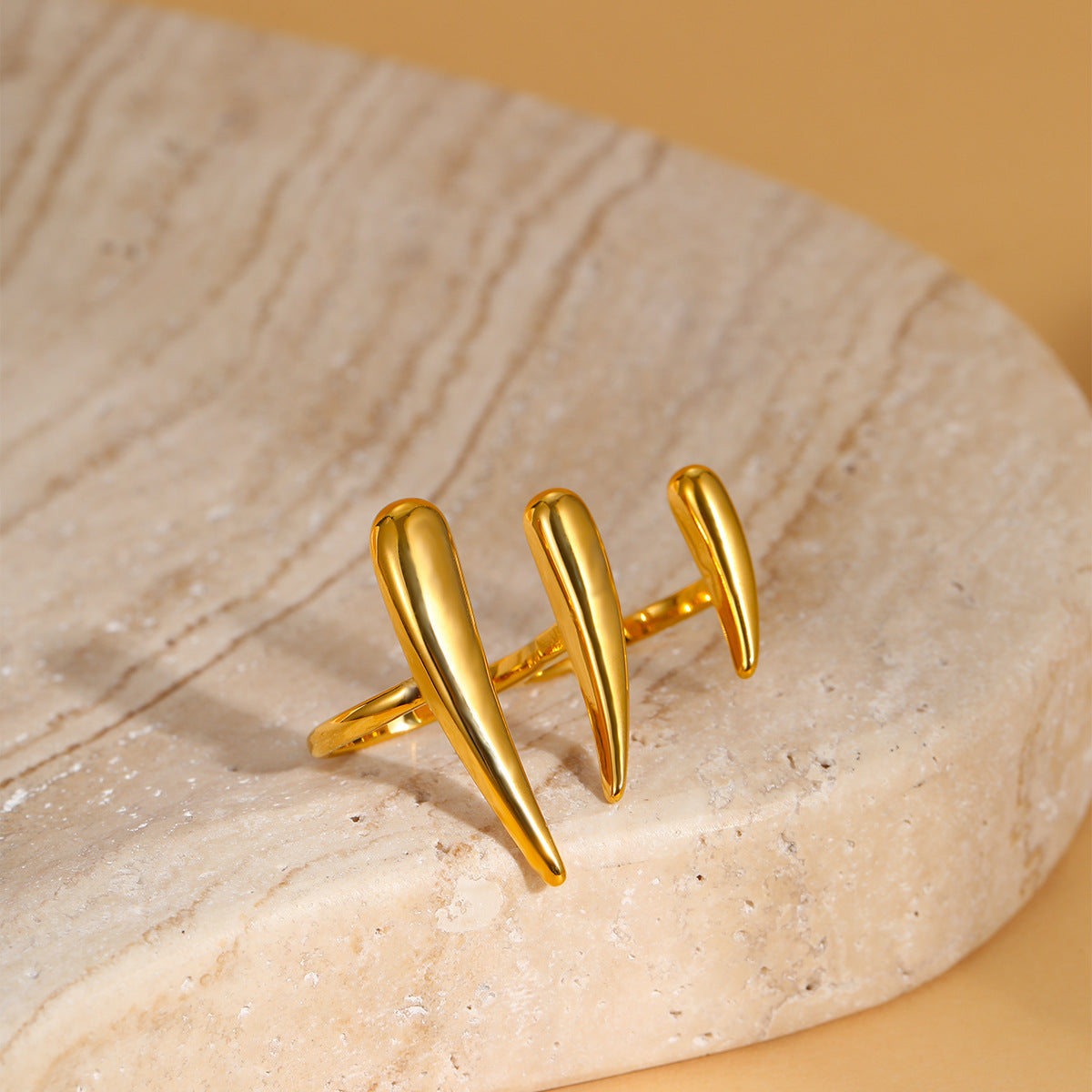Minimalist Titanium Steel Geometric Adjustable Ring with Gold and Silver Plated Finish for Women