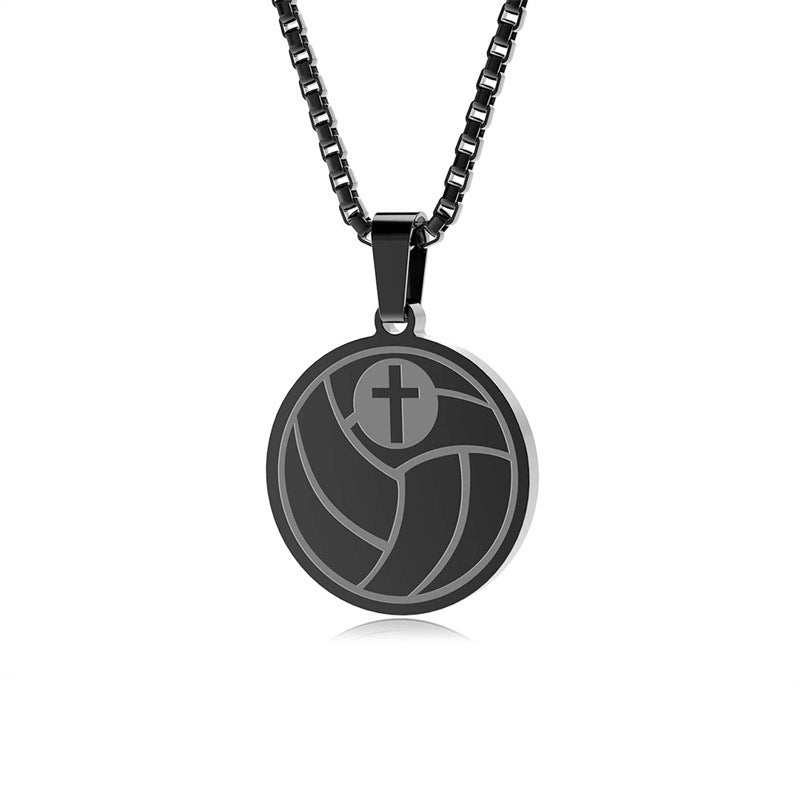 Minimalist Geometric Stainless Steel Pendant Necklace with Titanium Steel Charm and Electroplated Finish for Unisex Sports Style