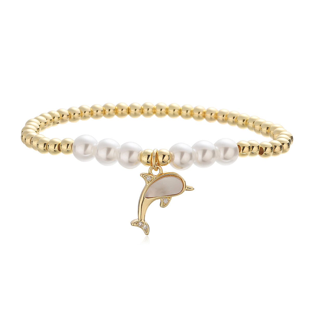Elegant 18K Gold Plated Brass Butterfly Heart Geometric Pendant with Cubic Zirconia and Pearl Bracelet for Women
