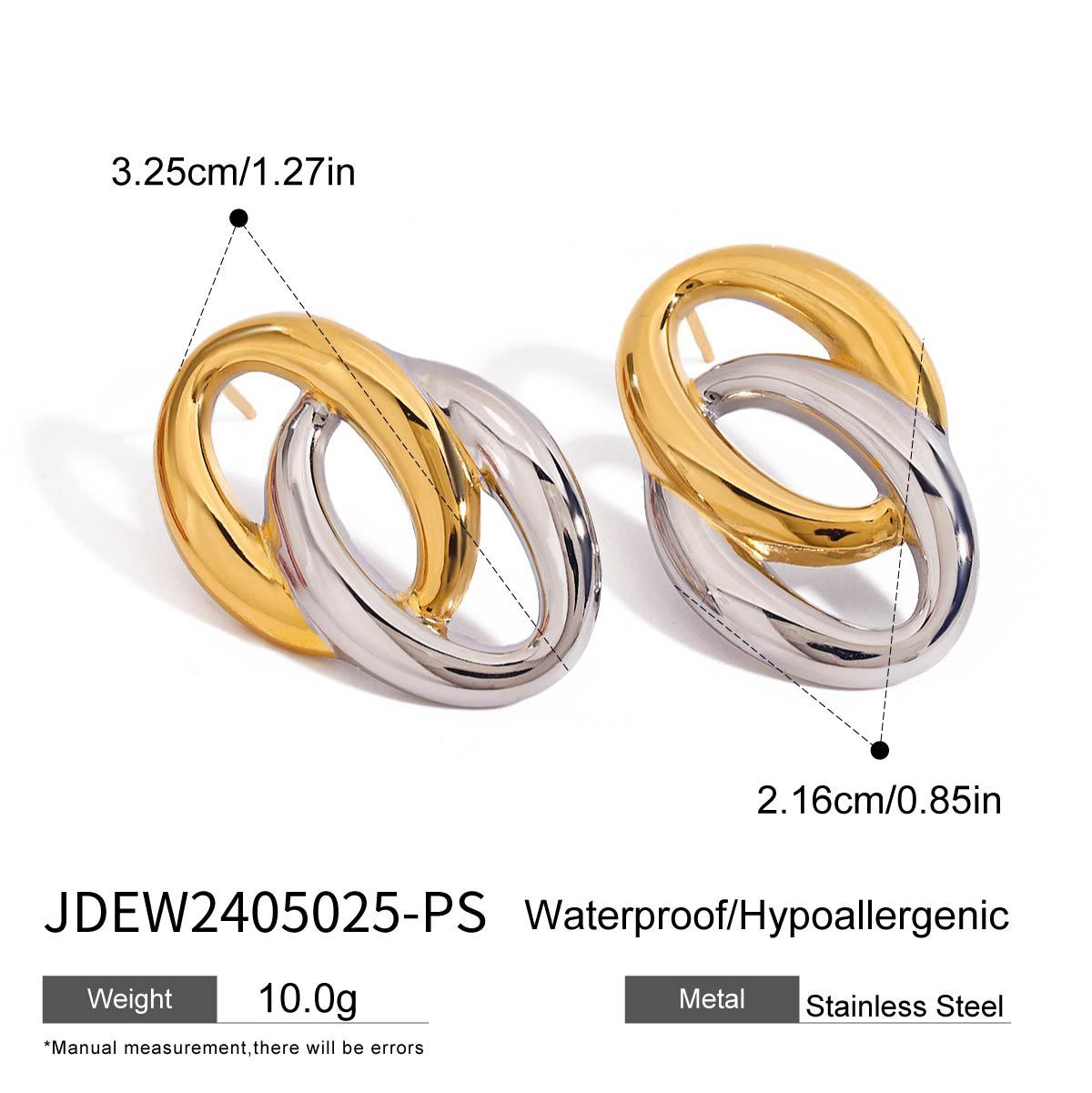 Minimalist Oval Geometric Plated Stainless Steel Hoop Earrings for Women