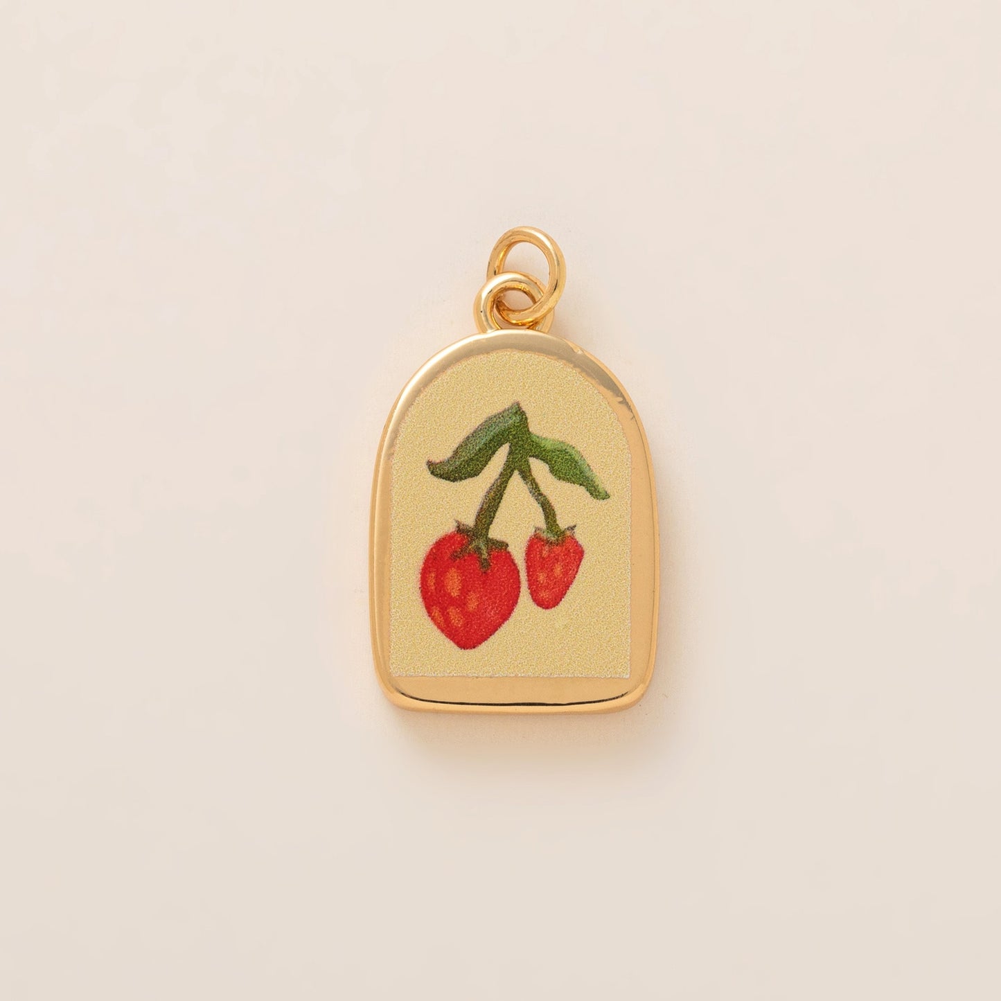 Minimalist Luxury Heart Shaped 18K Gold Plated Brass Pendant with Fruit and Floral Motifs