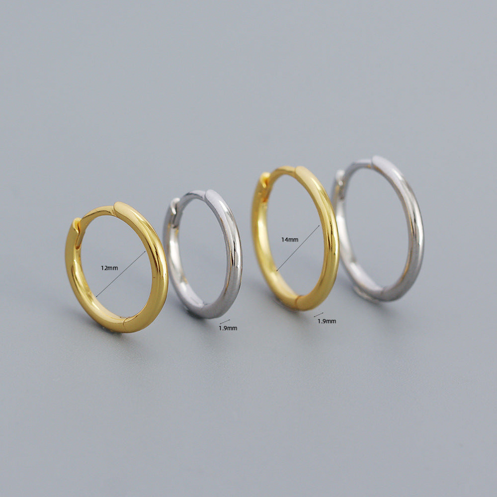 Sweet Minimalist 925 Sterling Silver Polished Round Geometric Hoop Earrings for Women