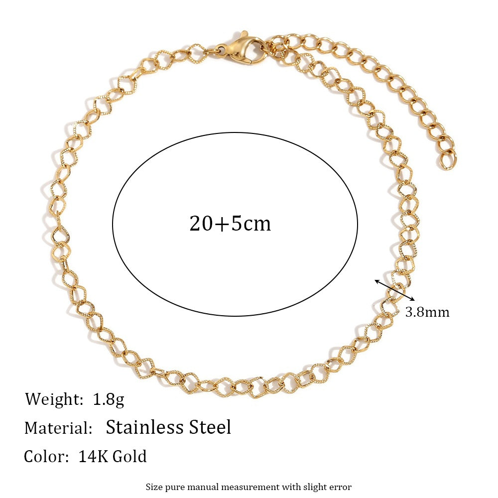 Minimalist Geometric Rhombus Anklet for Women Stainless Steel with 14K Gold Plating