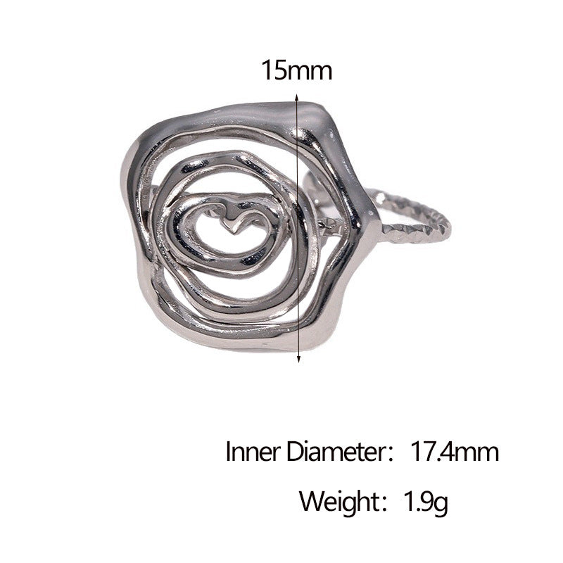 Anello Aperto Irregolare Geometrico Minimalista Gioielli da Donna in Acciaio Inossidabile Placcato Oro 18K