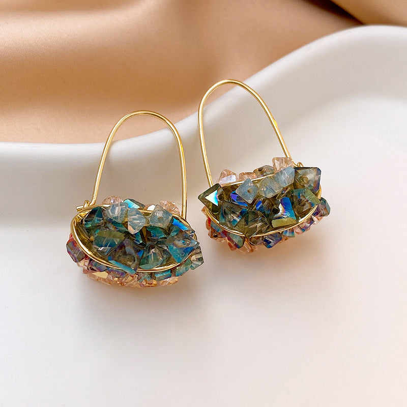 Orecchini in Stile Barocco a Forma Floreale con Strass e Perni in Acciaio Inossidabile per Donna