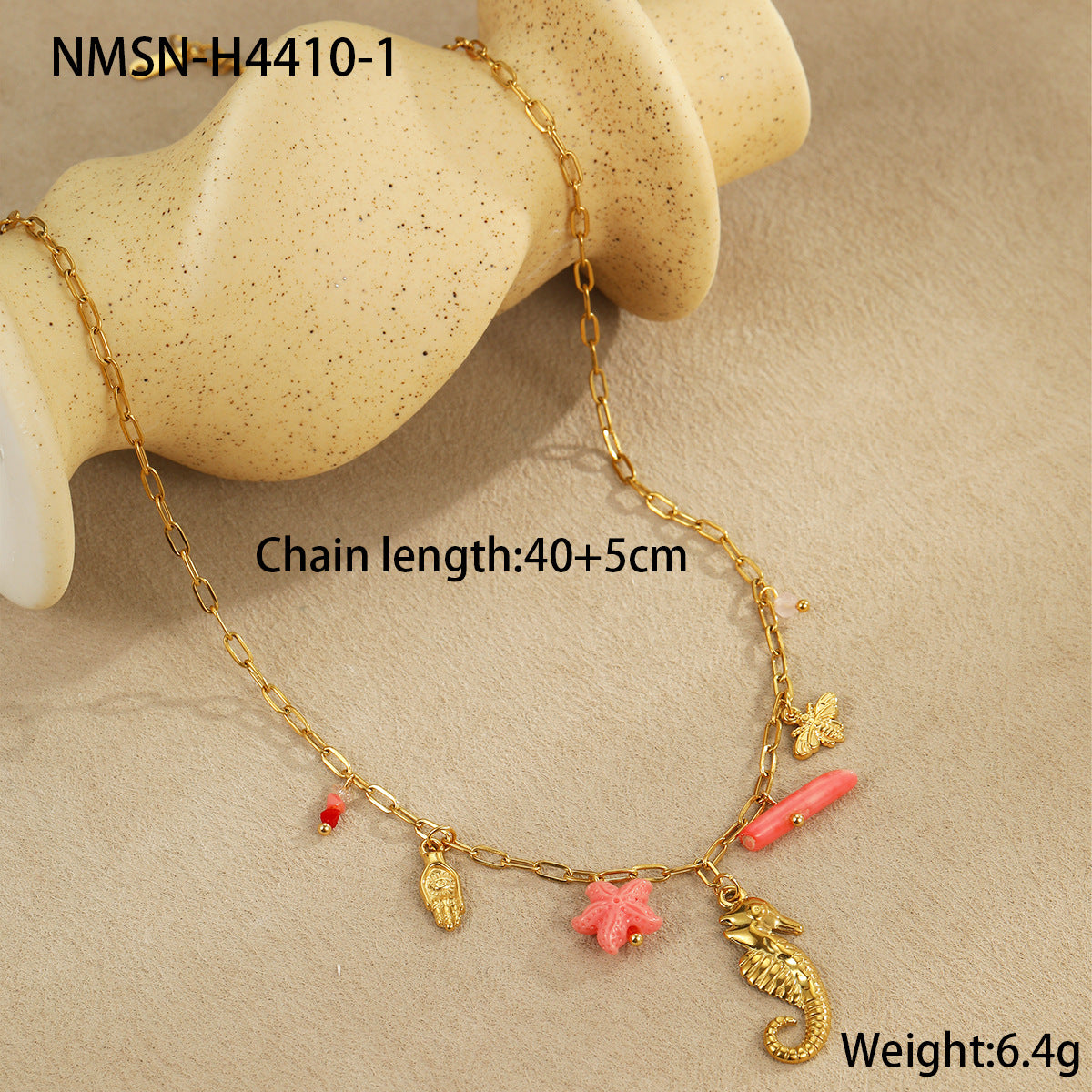 Collana con pendente a conchiglia da donna, ispirata all'oceano, alla moda, in acciaio inossidabile placcato oro 18 carati, design geometrico, lunghezza regolabile