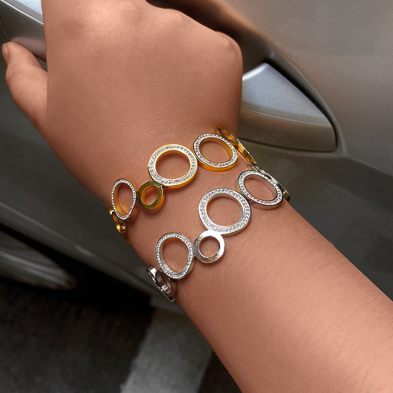 Vintage Geometric Oval Titanium Steel Plated Bracelet for Women