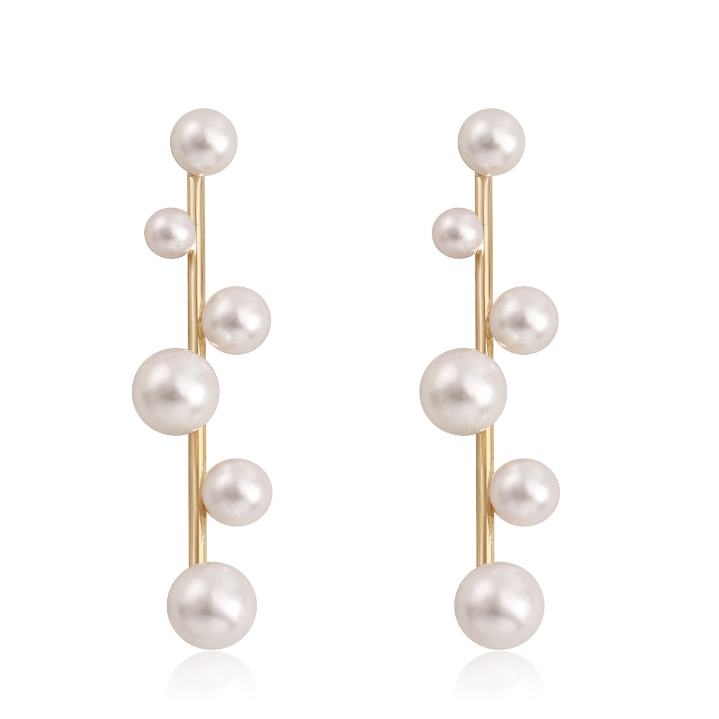 Minimalist Geometric Alloy Earrings with Plated Finish and Chain Tassel Detail