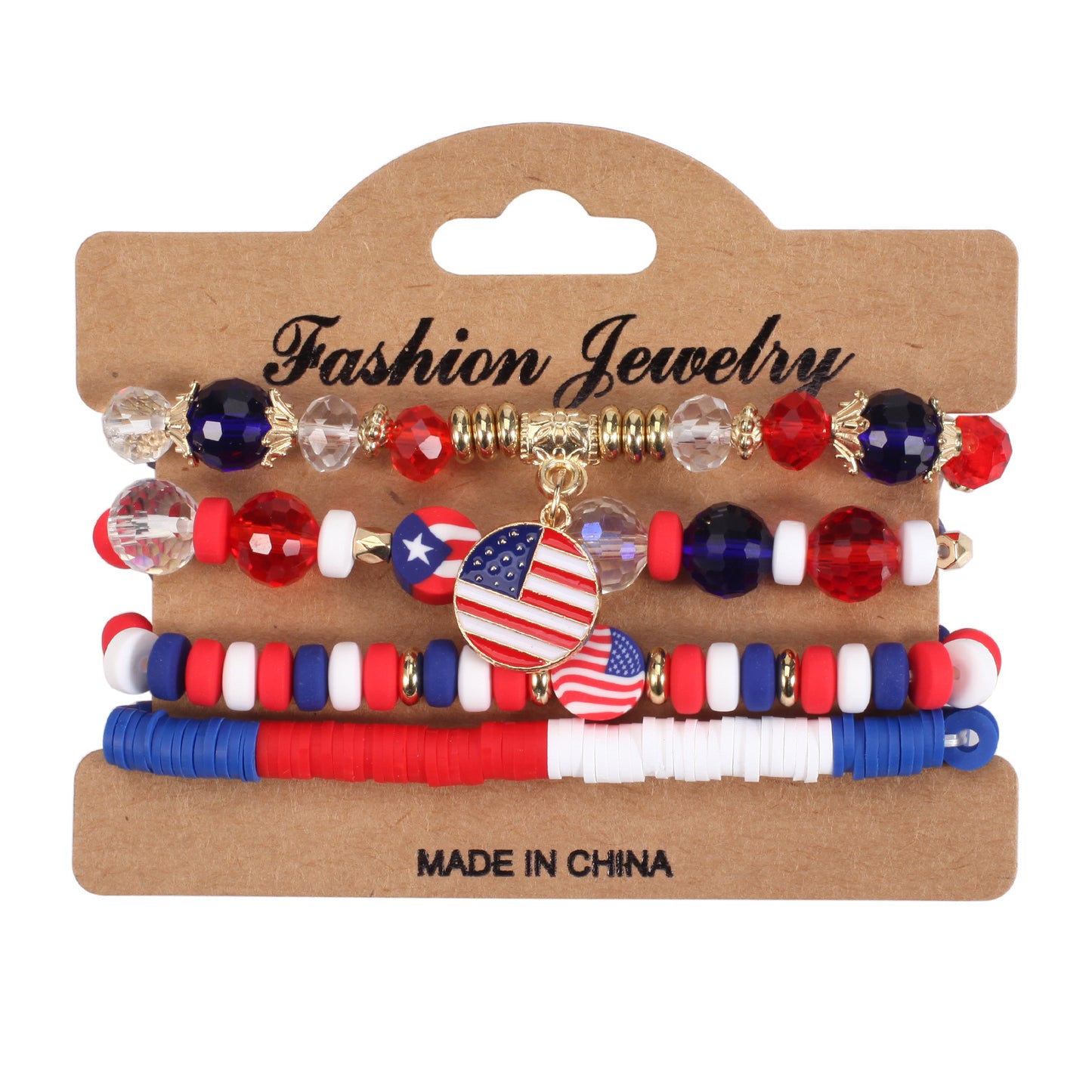 Geometric Crystal Beaded Stretch Bracelet Unisex