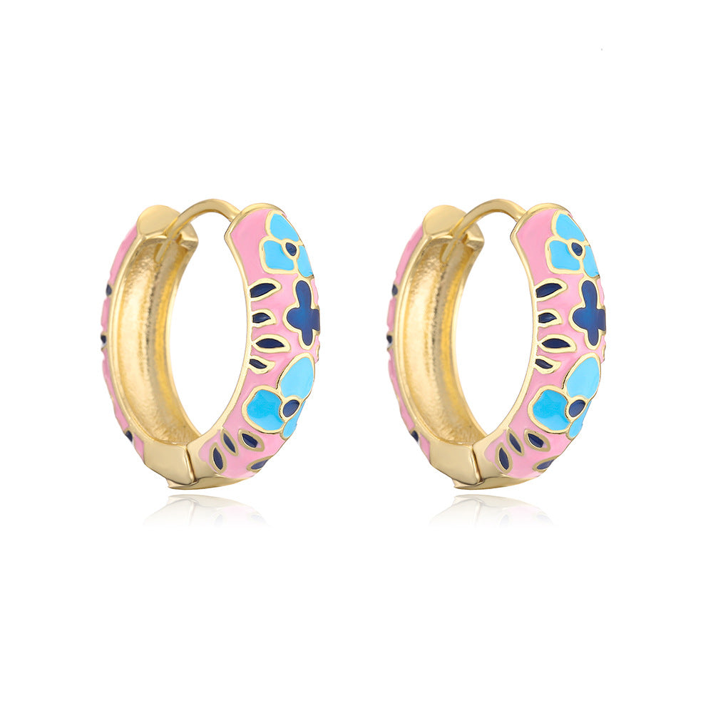 Minimalist Geometric Irregular Earrings for Women with Copper Base and 18K Gold Plating and Enamel Finish